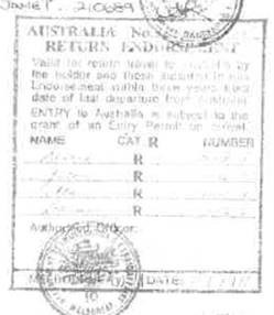 Return Endorsement (Family Travelling) stamp example